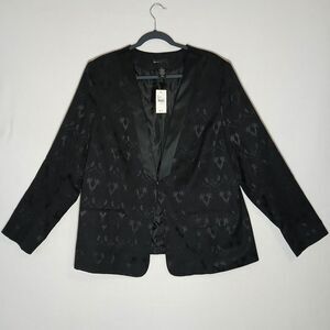 NWT $99 LANE BRYANT Patterned Hook Eye Black Blazer Size 22 #568